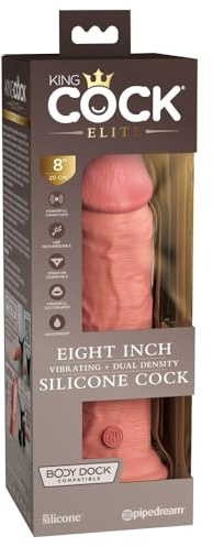 King Cock 8 Vibrating Silicone Dual Density Cock, Light, 8 Zoll