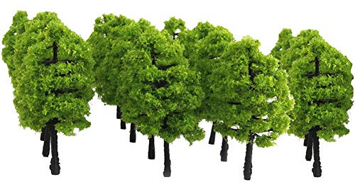 Domire Gefälschte Bäume Miniaturbaum Modell Baum Kunststoff Bäume 20 stücke 1: 100 Künstliche Baummodelle Mini Modellbäume Miniatur Pflanze Licht grün