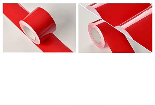 Dostear Bordure de papier peint Rouge Brillant Décoration murale amovible Frise Murale Autocollant Papier Peint Autocollant imperméable en PVC Plinthe Autocollant10 X 500cm