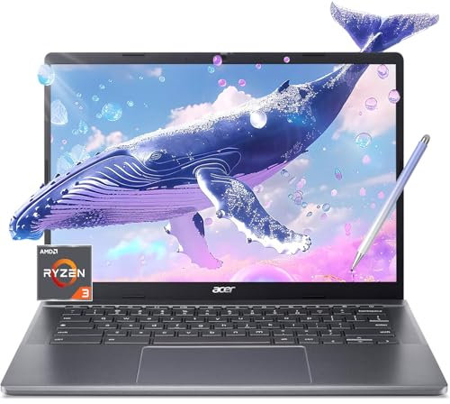 Acer Chromebook Laptop Pantalla táctil 2024-8GB RAM - SSD PCIe de 256 GB - Teclado retroiluminado - Pantalla WUXGA de 14 pulgadas - AMD Ryzen 3-7320C - Google Chrome - HDMI - Mini laptop - Estudiante