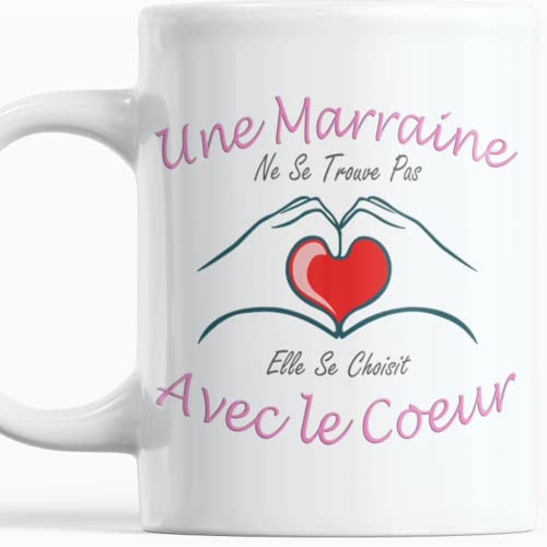 Paroles d'amour Tasse Marraine cadeau Noel Anniversaire Plaisir d'offrir Une Marraine ne se Trouve pas Elle se Choisit avec le Coeur Niece Neveu