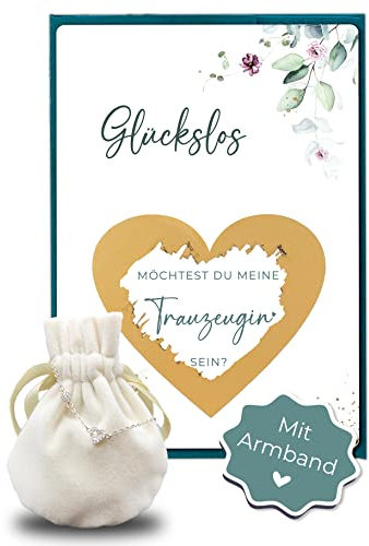Joli Coon Trauzeugin fragen mit Rubbellos und silbernen Armband - Willst du meine Trauzeugin sein - Trauzeugin Geschenk
