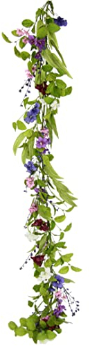 Künstliche Blumenranke Stiefmütterchenranke Girlande Ranke Kette Blumen Efeu Pflanzen Hochzeitsbogen Deko Blumengirlande Raumdeko Wanddeko Seidenblumen Tischdeko Hochzeitsdeko hängend Tischgirlande