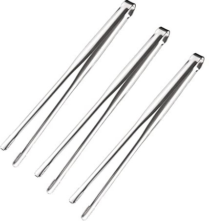 UPTALY 3 pcs Stainless Steel Slim Tongs (12 inch), Japanese Barbecue Tweezers, Thicken Yakiniku Tongs, Korean Grill Tong, Conveyor Sushi Tong, Kitchen Bacon Tong