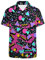 LARSD Chemises des années 80 pour homme – Chemise boutonnée vintage rétro hawaïenne plage néon disco fête amusante, Années 80 90 Noir Rose, Taille 5XL