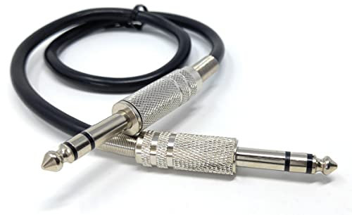 DRUT 50cm short 6.35mm Male to 6.35mm Male Stereo Audio Cable, 1/4 TRS Connectors For Professional Music Instruments & Home Audio 1.6ft Black Nickel Connectors
