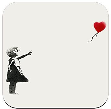 Untersetzer aus Kork – Banksy Mädchen Luftballon Rot Herz Kinder – 1 Stück (95 x 95 mm)