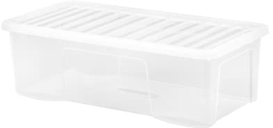 JMS we create smile Crystal 62L Clear Plastic Storage Boxes with Lids. Large Size, Strong (Pack of 1, 62 Litre) Made in the UK.