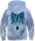 Belovecol 3D Wolf Hoodie Personalisierte Langarm Pullover Kinder Neuheit Tier Kapuzen Top Sweatshirt für Junge Mädchen