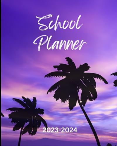School Planner 2023-2024: Purple Beach Sunset Design