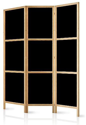 murando - Paravent Innen Raumteiler Holz 135x172 cm 3-teilig Japanische Trennwand Raumtrenner Room Divider Mobiler Sichtschutz Spanische Wand Raum Abtrennung schwarz einfarbig glatt f-A-10167-bh-b