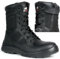 Taskforce - Stivali da combattimento da uomo, in pelle nera, con puntale in acciaio, leggeri, impermeabili, scarpe da pattuglia militare S1P SRC con cerniera e lacci, taglia, Nero , 45 EU
