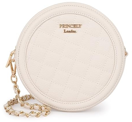 Princely London Schultertasche Polly Weiss – Kleine, Elegante Tasche für Damen aus Hochwertigem Veganem Leder, Kompakte Handtasche für Alltag & Ausgehen