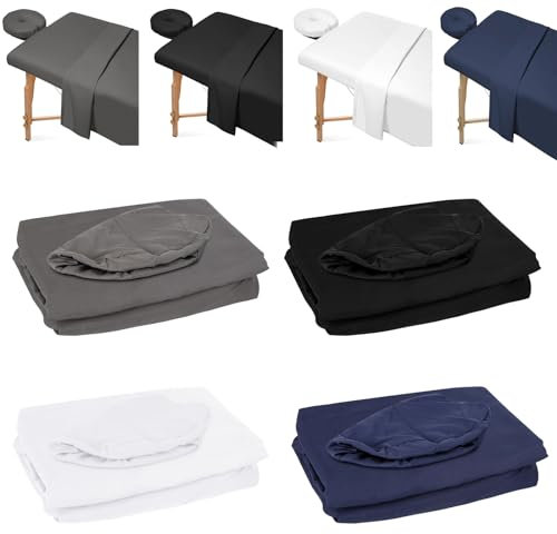 Yearninglife Lot de 4 parures de lit en microfibre de 4 couleurs pour table de massage - Housse de couette de qualité supérieure - 3 pièces - Pour table de massage - Drap housse et drap-housse inclus