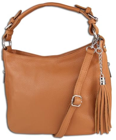 Toscanto Damen Schultertasche Shopper Leder Tasche tan braun OTT134SN Leder Schultertasche
