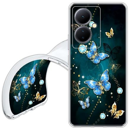 JEZSTHAI Hülle für VIVO V29 Lite 5G,Ultra Dünn Weiche Silikon Handyhülle,Flexible Fallschutz Stoßfeste Schutzhülle,Kratzfeste Transparent TPU Rückseite mit Muster Design,C09