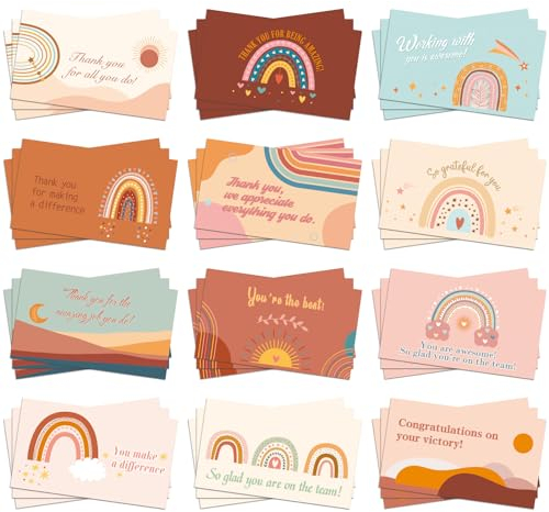 Yeaqee 240 Stück Anerkennungskarten für Mitarbeiter, lustige, leere Rückseite, Motivationskarten, Ermutigung, Dankeschön, Anerkennungskarte für Lehrer, College, Bestätigungsgeschenk (Böhmen)