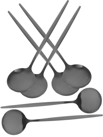 Gatuida 6 Piezas cuchara de cena cucharas soperas Cucharas de metal cuchara de sopa cuchara de caldo sirviendo cucharas de sopa cuchara sopera redonda dorado cuchara redonda