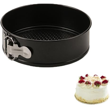 HZYUEKUN Round Cake Tin, 16 cm Springform Round Non-Stick Baking Pans, Latch and Loose Base Removable Bottom, Bake Ware for Baking Home and Kitchen Cheese Basque Cake (6 Inch)