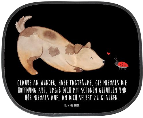 Mr. & Mrs. Panda Auto Sonnenschutz Hund Marienkäfer - Geschenk, Sonnenschutz Autofenster, Sonnenblende, Hundespruch, Sonnenschutz für Auto,