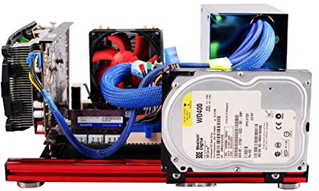 Generic DIY Mini Open Aluminum Alloy + Acrylic Frame ITX Motherboard PC Computer Case, Stackable, Lightweight, Blocks Bare Frame for ATX Power Supply, Easy Assembly
