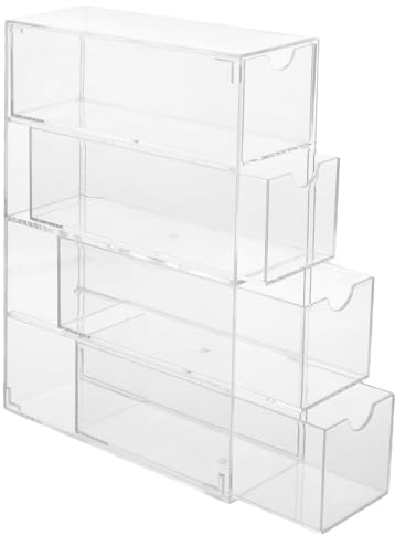 Shengxi Scatola Porta Occhiali Acrilico, Trasparente Organizzatore di Occhiali con 4 Cassetti, Scatola di Presentazione Occhiali da Sole, Contenitore per Orologi Gioielli Cosmetici