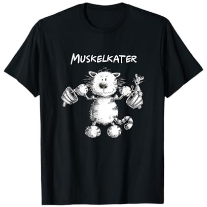 Katze Gewichtheben Muskelkater Kraftsport Sport T-Shirt