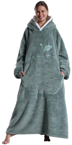 Kawoja Extra Long Oversized Blanket Hoodie,Wearable Blanket with Sleeves and Giant Pockets,Super Warm and Cozy Fleece Throw Sweatshirt for Women Men