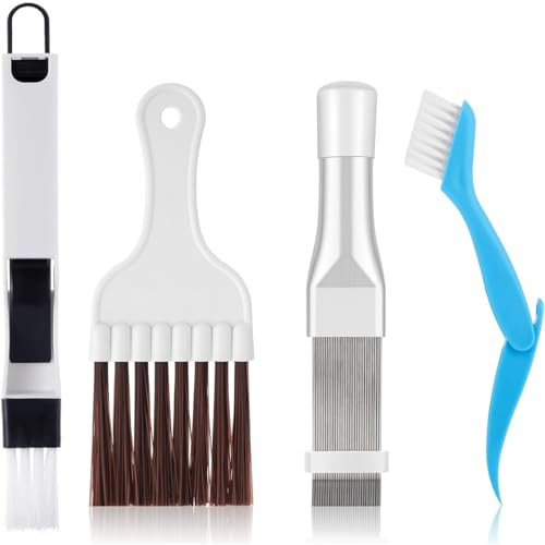 ZEPIQOR Brosse de Nettoyage de Climatiseur,Peigne D'aileron de Climatiseur de Peigne de Condensateur,Outil de Nettoyage des Ailettes de Radiateur en Acier Inoxydable,pour Le Nettoyage,4 Pièces