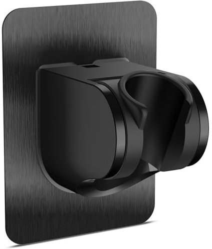 DIGIROOT Duschkopfhalterung Ersatz, verstellbare 3-Winkel-Duschhalterung, stark haftende Universal ABS Duschhalterung Wandhalterung verchromt kein Bohren für Home Hotel Badezimmer Schwarz