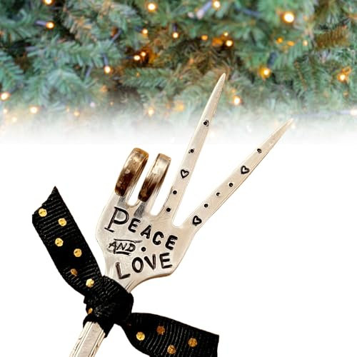 Lustiges dekoratives Gabel-Weihnachtsornament, geschwungenes Gabel-Weihnachtsornament, Gabel-Du-Ornament, lustige geschwungene Gabel-Hängeornamente für den Weihnachtsbaum (FRIEDEN UND LIEBE)
