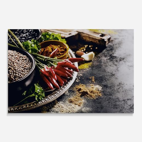 ARTHUB® Küchenrückwand aus Glas 50x70 cm, 5mm ESG | Spritzschutz, Glasplatte, Herdspritzschutz, Wandschutz für Herd, Hartglas, Lebensmittel, Gewürze, Grocery Spices