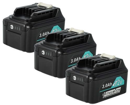 vhbw 3x Battery Replacement for Makita BL1021, BL1016, BL1020, BL1020B, BL1020B-2, BL1015B, BL1015B-2 for Power Tools (3000 mAh, Li-Ion, 12 V)