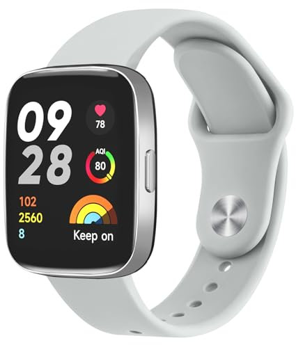 Oumida Correa Compatible con Xiaomi Redmi Watch 3 Active Mujer Hombre, Correas de Silicona Suave, Pulseras de Repuesto Deportiva Impermeable para Redmi Watch 3 Active, Gris