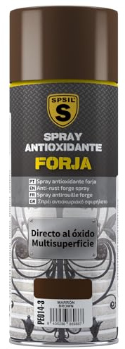 SPSIL Pintura en Spray Efecto Forja color Marrón 400 ml - Evita la Corrosión - Protección Antihumedad - Secado Rápido