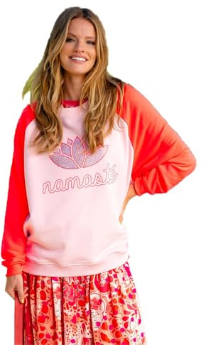 Miss Goodlife Damen Sweatshirt Namaste Glitzer, dust Rose/neonpink, M