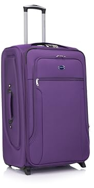 Aerostar Large 29” Lightweight Softshell Expandable Suitcase, Check in Luggage 2 Corner Wheels with Integrated Combination Lock for 23kg (Purple Haze, 111 litres)