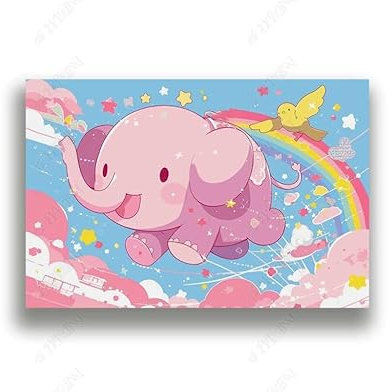 Fototapete 3d effekt tapete Cartoon Regenbogen Dumbo Kinderzimmer Vlies Tapeten Wandtapete Wohnzimmer Schlafzimmer Wand Dekoration Moderne 350CM(B)*256CM(H)