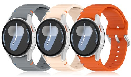 PureYule 3 piezas Correa para Samsung Galaxy Watch 7/6/5/4/FE 40mm 44mm,20mm Correa Silicona deportiva para Galaxy Watch 5 Pro 45mm/Watch 6 Classic/4 Classic 43mm 47mm 42mm 46mm
