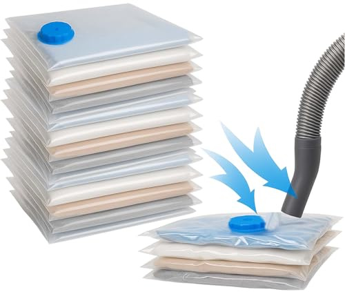 Vakuumbeutel XL 12er Set 100x80 cm Kleider Aufbewahrung Platzsparer Jumbo | BURI Basics, luftdichtes Ventil, Jumbo, platzsparend, Bettwäsche, Decken, Reißverschluss, transparent, Kompression