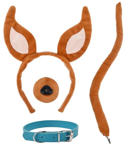 EFNHJF5 4 -Teiliges Set mit Hundeohren und Schwanz – Hundeband, Nase, Schwanz und Fliege für Kinder Erwachsene,Halloween,Karneval Karneval Kostüm Cosplay Kostüm Party Supplies (Hundeohren (1))