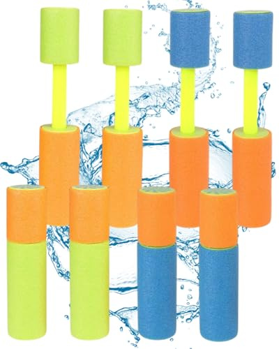 FUGLUS 8 Stück Wasserspritzpistolen,Wasserpistole Schaumstoff Bunte Spritzpistole für Kinder und Erwachsene