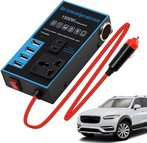 1500w Car Power Inverter USB Charging Ports 12v/24v to 240v Universal Converter Charger Adapter Car Charger Inverter with USB C Fast Charging for iPhone Tablets Small Fan Vacuum Cleaner