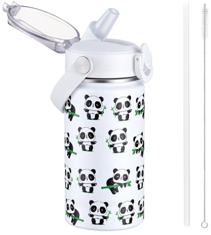 Autsel 420ml Botella De Agua Aislada Para Niños Con Pajita, Botella Agua Acero Inoxidable, Botella Termica Infantil Frías y Calientes Sin BPA