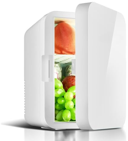 8L Mini Fridge with Removable Glass Shelf, 25dB Ultra-Quiet Thermoelectric Cooler & Warmer for Skincare, Breastmilk, Drinks, Compact Portable Fridge for Car Home Dorm Office, 12V/240V (8L,White)