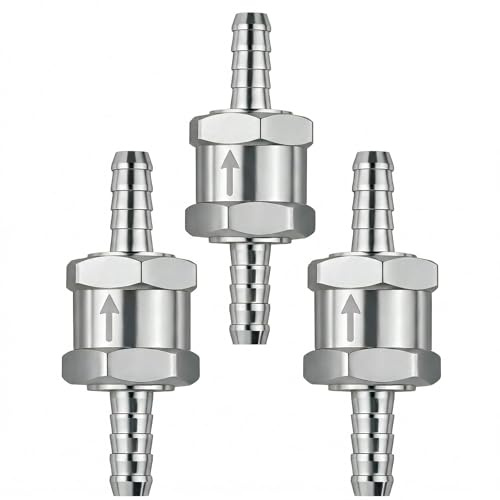 Clapet Anti Retour Gasoil 8mm, Clapet Anti-Retour en Aluminium Alliage Résistant à la Corrosion, Clapet Unidirectionnel Basse Pression pour Valve de Carburateur Auto Moto Essence Lot de 3 Pièces