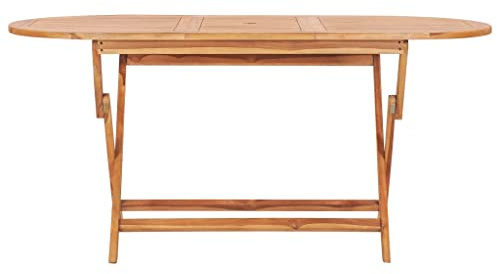 HFMDRMU Massivholz Tisch 160x80 cm aus Teakholz klappbar als Esstisch für Garten und Terrasse mit platzsparendem Design