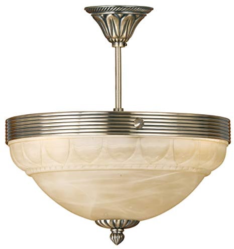 EGLO Deckenlampe Marbella, 3 flammige Deckenleuchte Vintage, Rustikal, Wohnzimmerlampe aus brüniertem Metallguss und Alabaster-Glas in Champagner, Küchenlampe, Flurlampe Decke mit E14 Fassung