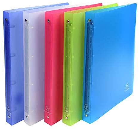 Exacompta 51469E Kunststoff-Ringhefter Chromaline DIN A4 aus mittelfestem transluzentem Polypropylen 4 Ringe Rücken 30mm Plastikordner ideal für Büro und Schule 1 Stück Zufallsfarbe