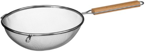 Premier Housewares Sieve with Wooden Handle, Stainless Steel, 24.5 cm, Natural